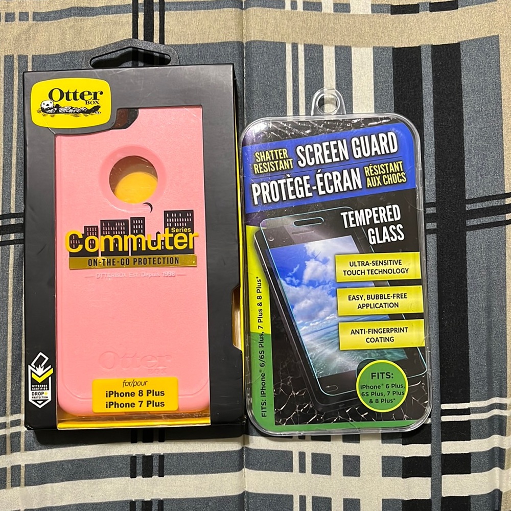 Pink Otterbox Commuter and Screen Guard for iPhone 6/6S/7/8 Plus